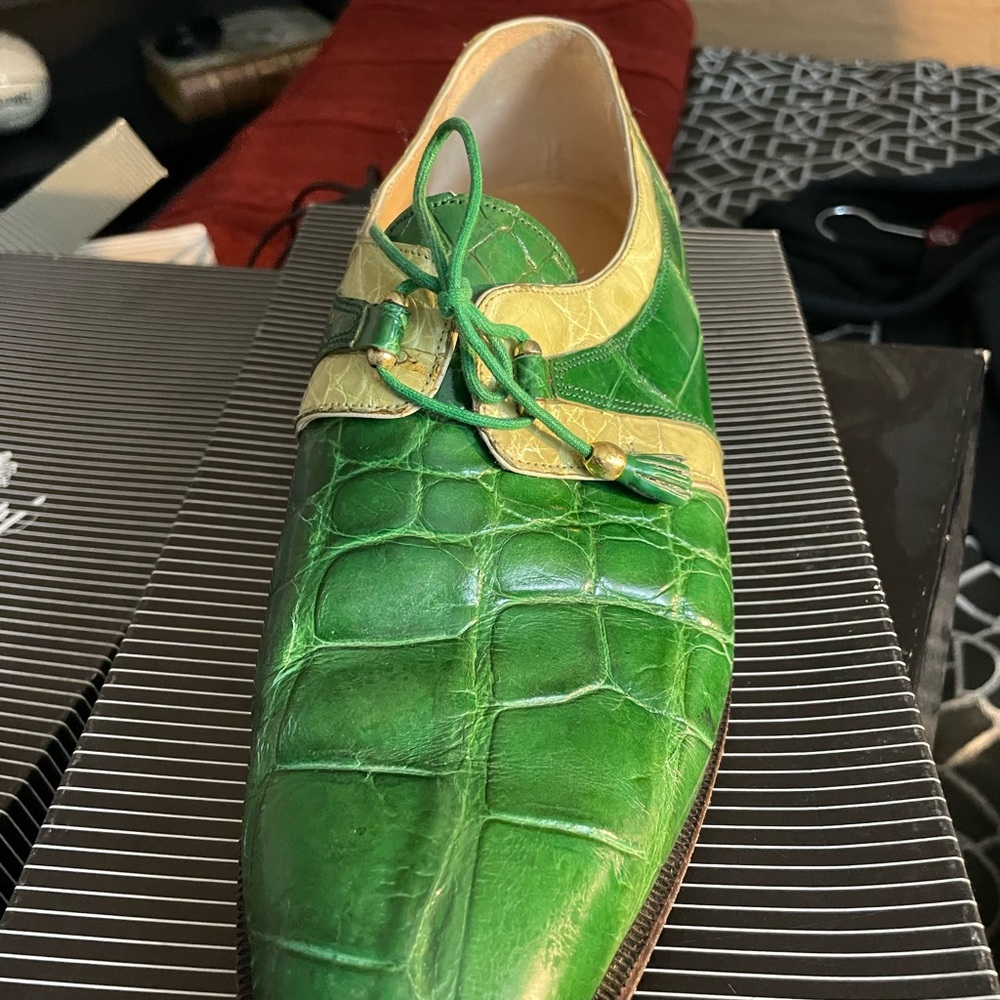 Green and Yellow Men's Dress Shoe